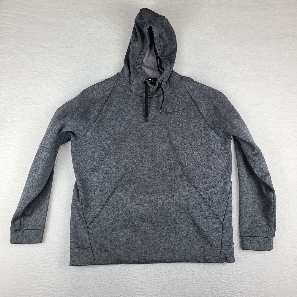 Nike Hoodie Mens Large Dark Gray Dri Fit Activewear 932022-071